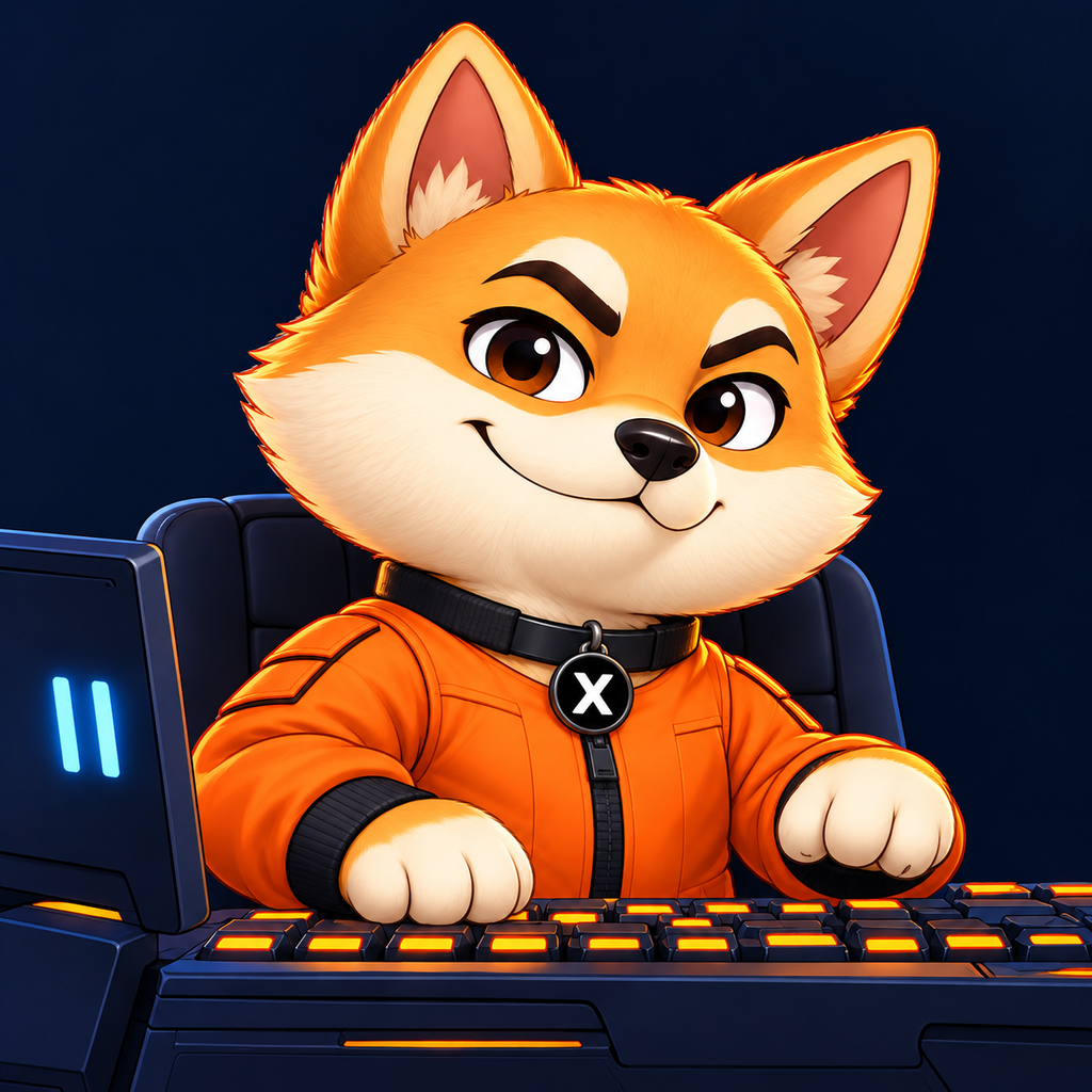 X types with alternating raised paws and a cheerful blink at mission control.